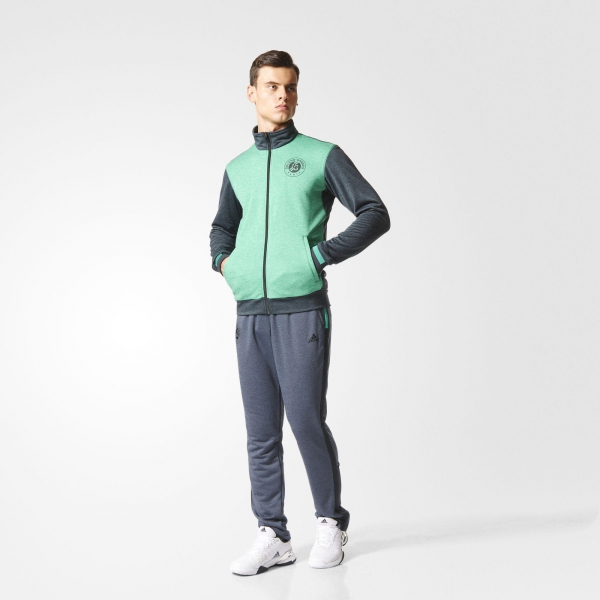 Adidas Men's Roland Garros Tennis WarmUp Jacket (Night Grey/Core Green