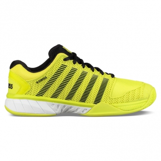 black and yellow tennis shoes