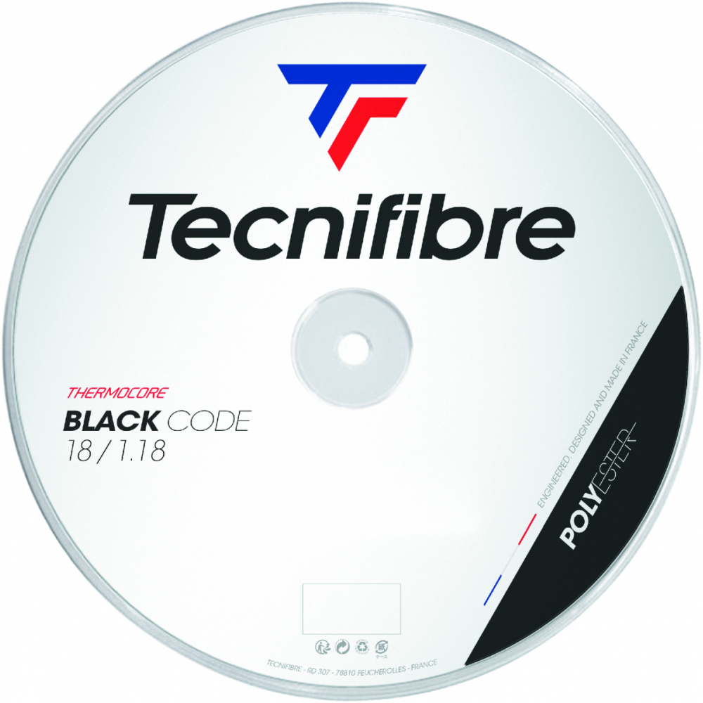 04RBL118XB Tecnifibre Black Code 18g Tennis String (Reel)