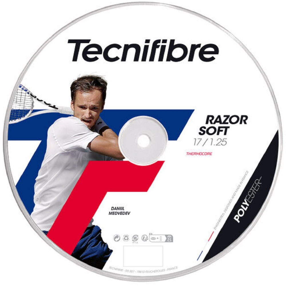 04RRAS120N Tecnifibre Razor Soft Carbon 18g Tennis String (Reel)