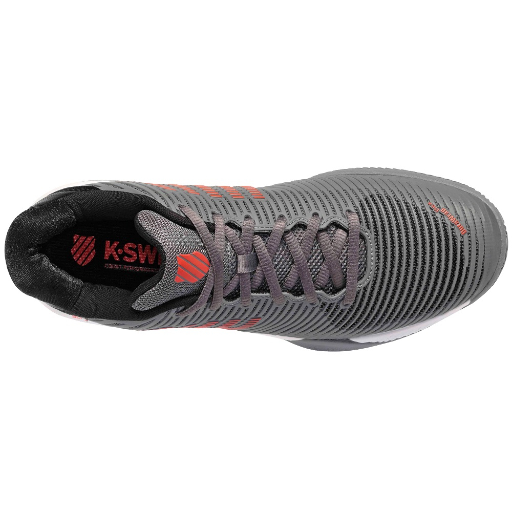 06614-052, K-Swiss Men's Hypercourt Express 2 HB Tennis Shoes (Steel Gray/Jet Black/Spicy Orange) - Top