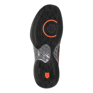 06806-042 K-Swiss Men's Hypercourt Express 2 (2E) Tennis Shoes (Jet Black/Steel Gray/Spicy Orange)