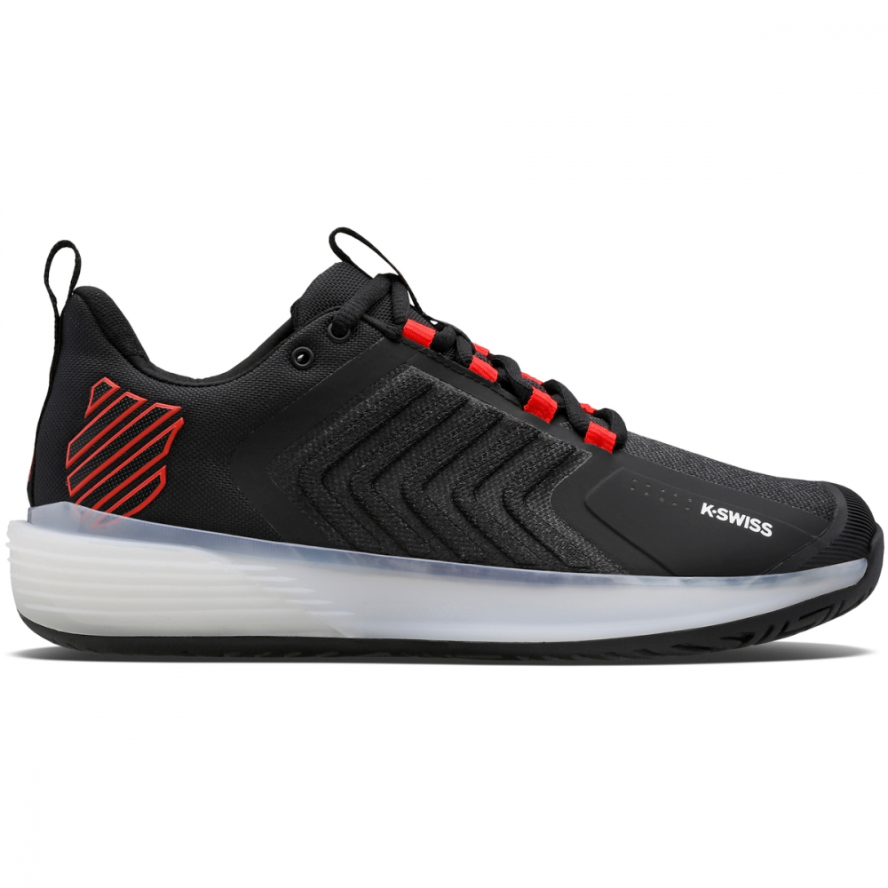 06988-043 K-Swiss Men's Ultrashot 3 Tennis Shoes (Black/White/Poppy Red)