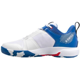 07395-166 K-Swiss Men's Ultrashot Team Tennis Shoes (White/Classic Blue/Berry Red)