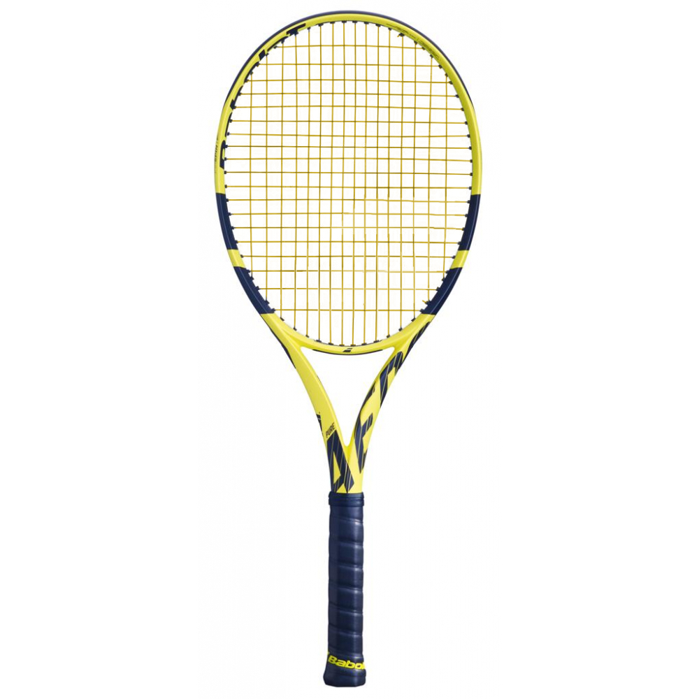 101354-191-Yellow-CSC Babolat Pure Aero Tennis Racquet strung with Yellow SG Spiraltek Syn Gut String