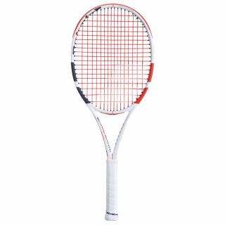 101400-323-Red-CSC Babolat Pure Strike 100 Tennis Racquet (3rd Gen) strung w Red SG Spiraltek Syn Gut String