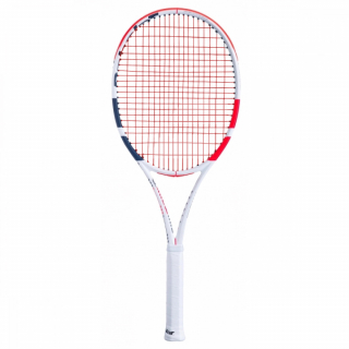 101404-323-Red-CSC Babolat Pure Strike 18x20 Tennis Racquet (3rd Gen) strung w Red SG Spiraltek Syn Gut String