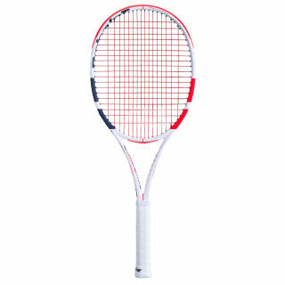 101406-323-Red-CSC Babolat Pure Strike 16x19 Tennis Racquet (3rd Gen) strung with Red SG Spiraltek Syn Gut String