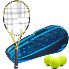Babolat Aero G Tennis Racquet + Blue Club Bag and 3 Balls -