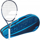 Babolat Evo Drive 115 Wimbledon + Blue Club Bag Tennis Starter Bundle -