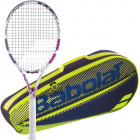Babolat Evo Aero Lite + Yellow Club Bag Tennis Starter Bundle (Pink) -