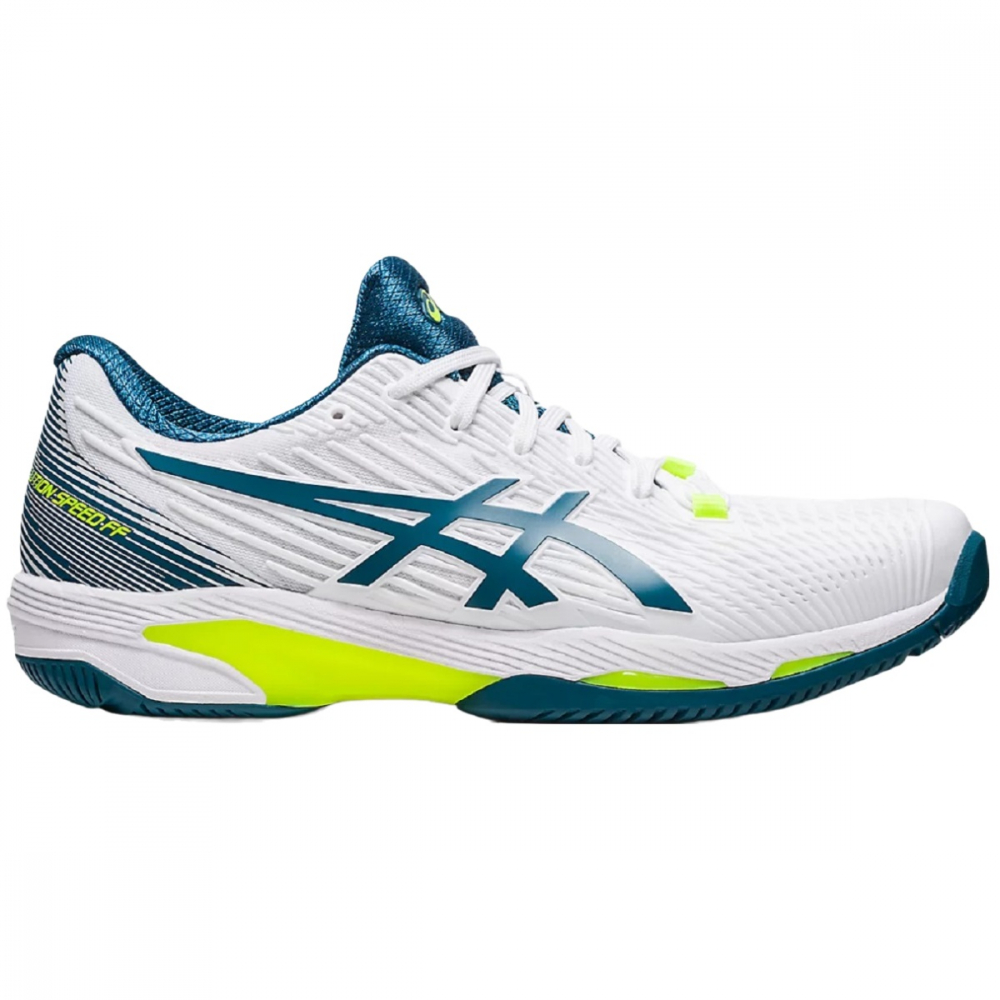 1041A182-102 Asics Men's Solution Speed FF 2 Tennis Shoes (White/Restful Teal)