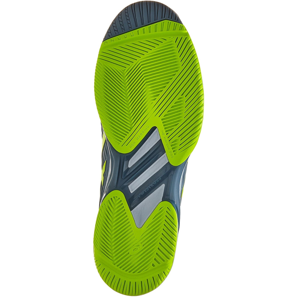 1041A182-402 Asics Men's Solution Speed FF 2 Tennis Shoes (Steel Blue/Hazard Green)