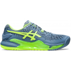 Asics Men’s Gel-Resolution 9 Tennis Shoes (Steel Blue/Hazard Green) -