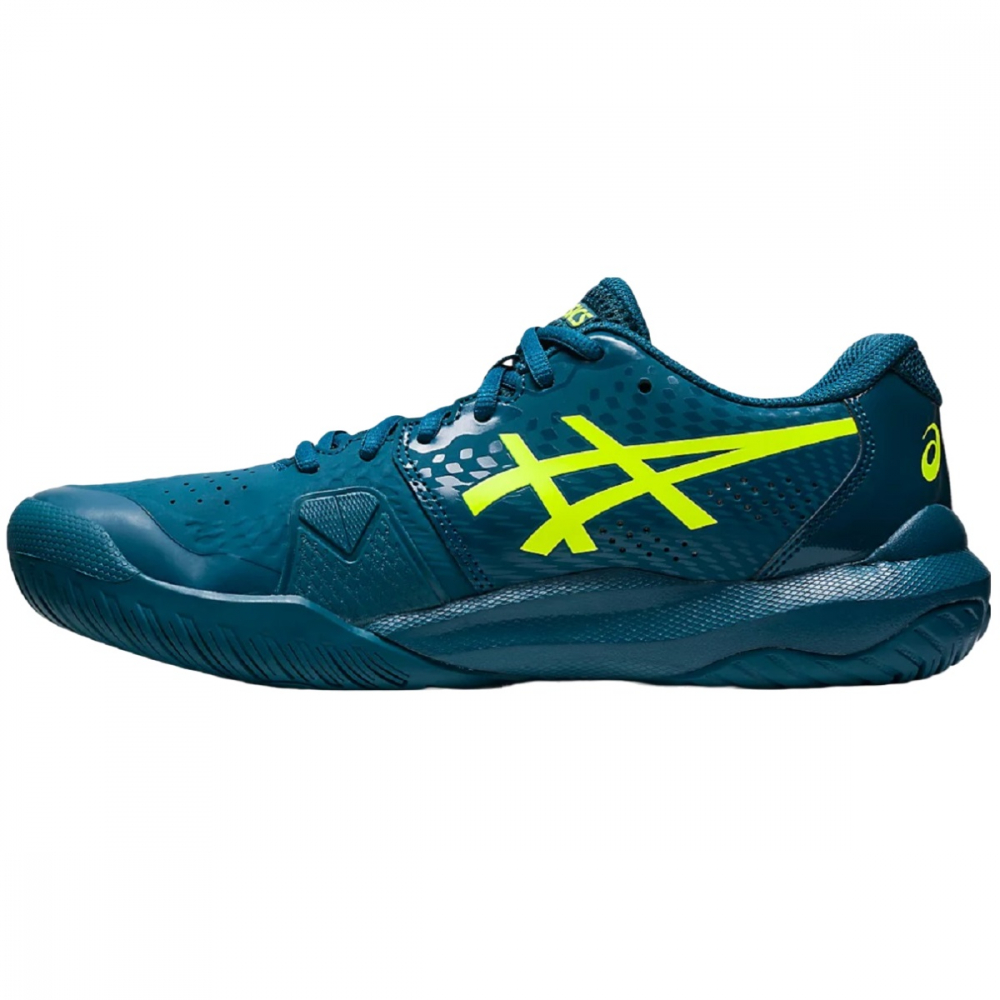 1041A405-400 Asics Men's Gel Challenger 14 Tennis Shoes (Restful Teal/Safety Yellow) - Left