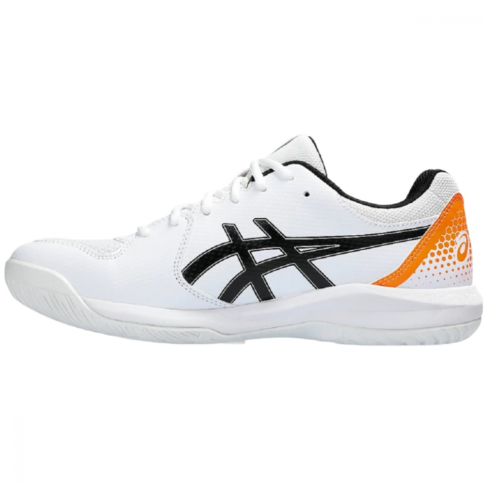 1041A409-100 Asics Men's Gel-Dedicate 8 Tennis Shoes (White/Shocking Orange) - Left