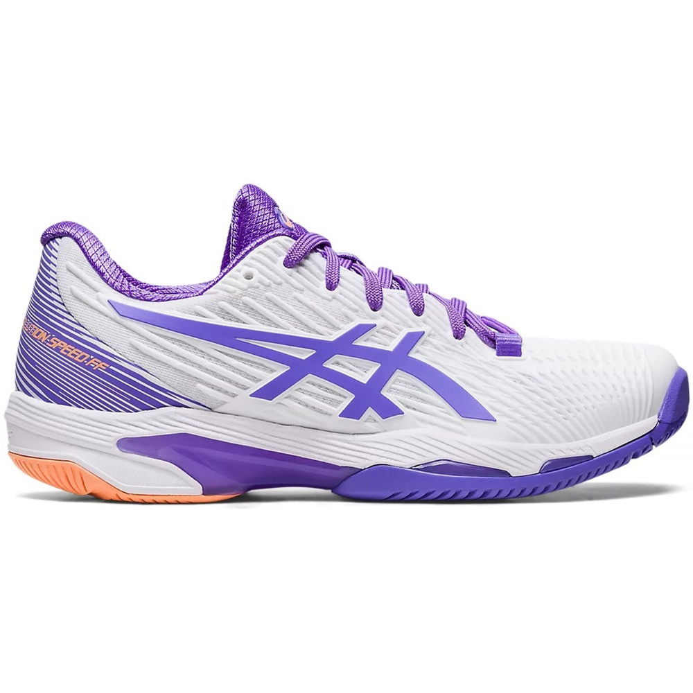 1042A136-104 Asics Women's Solution Speed FF 2 Tennis Shoes (White/Amethyst)