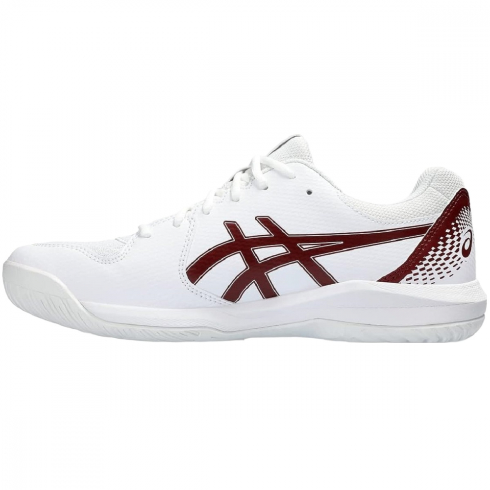 1041A408-100 Asics Men's Gel-Dedicate 8 Tennis Shoes (White/Antique Red) - Left