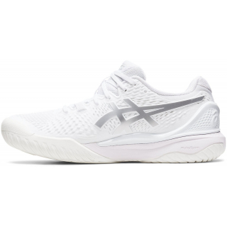 1042A208-100 Asics Women's Gel-Resolution 9 Tennis Shoes (White/Pure Silver)