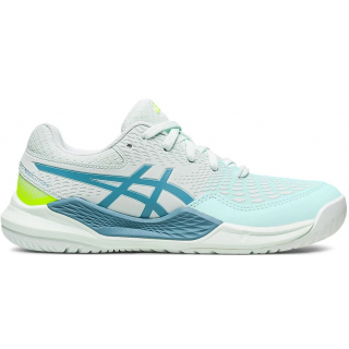 1044A067-102 Asics Juniors Gel Resolution 9 GS Tennis Shoes White Restful Teal a