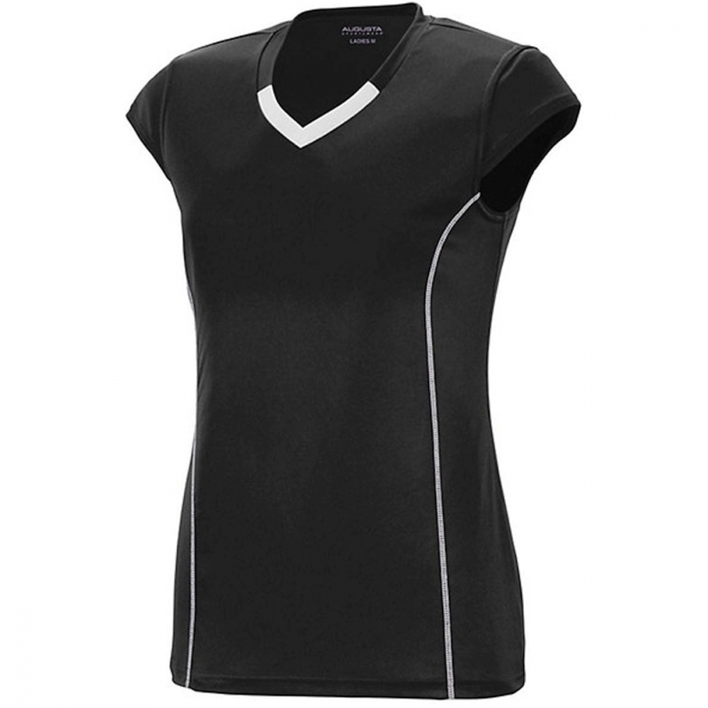 1218-420 Augusta Women's Blash Short Sleeve Tennis Jersey (Black)