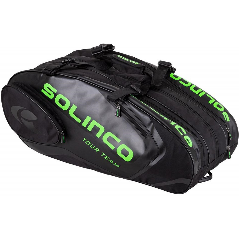 1920132 Solinco Tour 15 Pack Tennis Racquet Bag (Black/Neon Green)