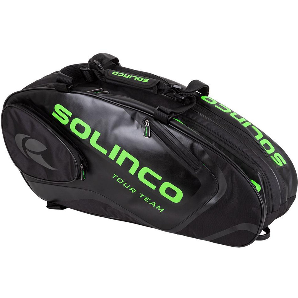 1920135 Solinco Tour 6 Pack Tennis Racquet Bag (Black/Neon Green)