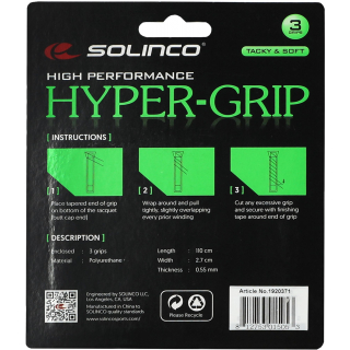 1920371 Solinco HyperGrip Black Overgrip (3 Pack)