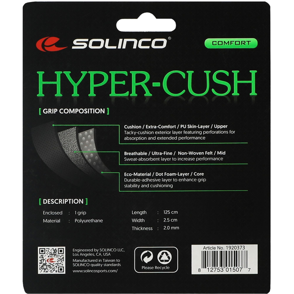 1920373 Solinco Hyper-Cush Replacement Grip (Black)