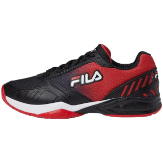 1PM00595-014 Fila Men's Volley Zone Pickleball Shoes (Black/White/Red) - Left