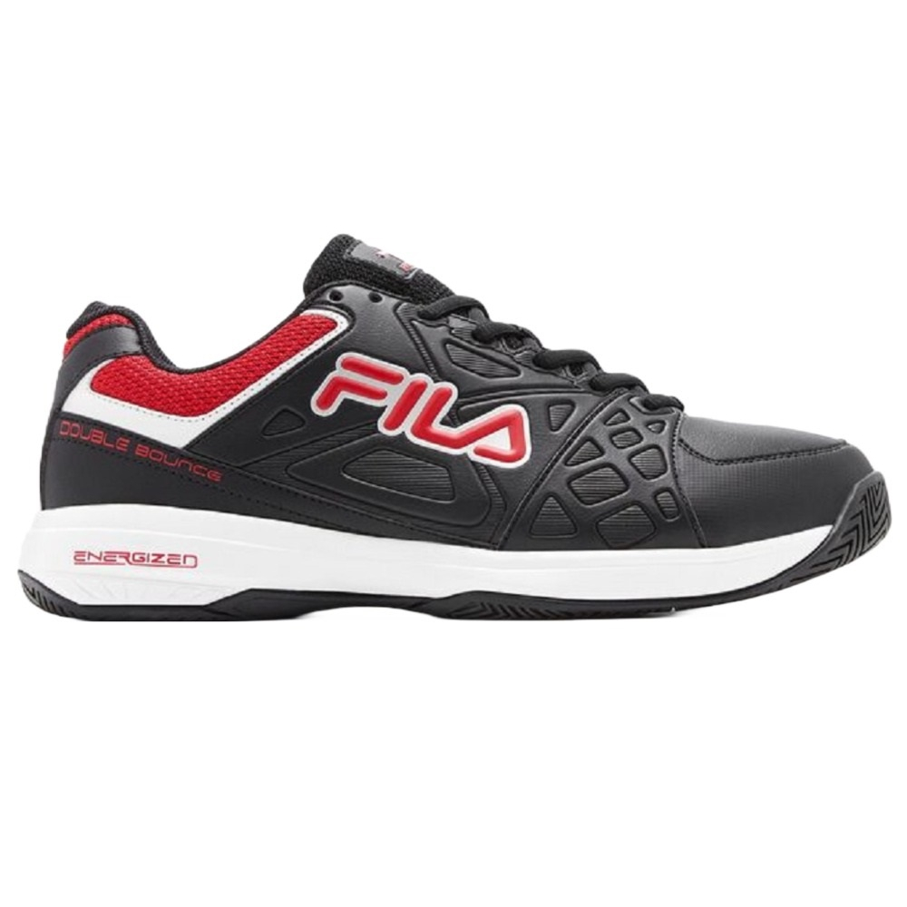 1PM00601-014 Fila Men's Double Bounce 3 Pickleball Court Shoes (Black/White/Fila Red)