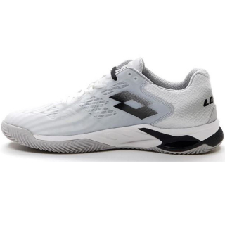 210731-1EM Lotto Men's Mirage 100 Clay Tennis Shoes (White/Black/Silver Metal) - Left