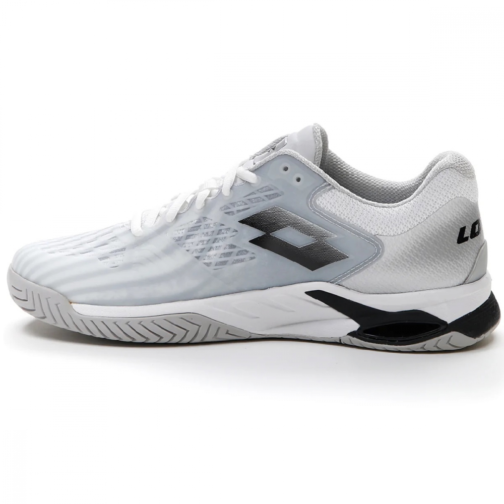 210732-1EM Lotto Men's Mirage 100 Speed Tennis Shoes (White/Black/Metal Silver) - Left