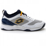 213627-8SQ Lotto Men's Mirage 200 Speed Tennis Shoes (White/Navy Blue/Saffron) - Right