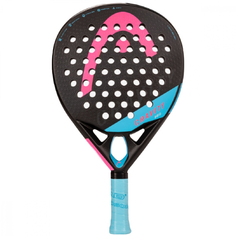 228162 Head Gravity Pro Padel Racket (Black/Blue/Pink) - Face