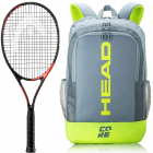 Head Ti. Radical Elite Tennis Racquet Bundled w a Core Tennis Backpack (Grey/Yellow) -