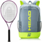 Head Ti. Instinct Supreme Tennis Racquet Bundled w a Core Tennis Backpack (Grey/Yellow) -