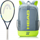 Head Speed Junior Tennis Racquet Bundled w a Core Tennis Backpack (Grey/Yellow)  -