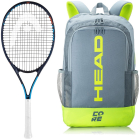 Head Ti Instinct Comp Tennis Racquet Bundled w a Core Tennis Backpack (Grey/Yellow) -