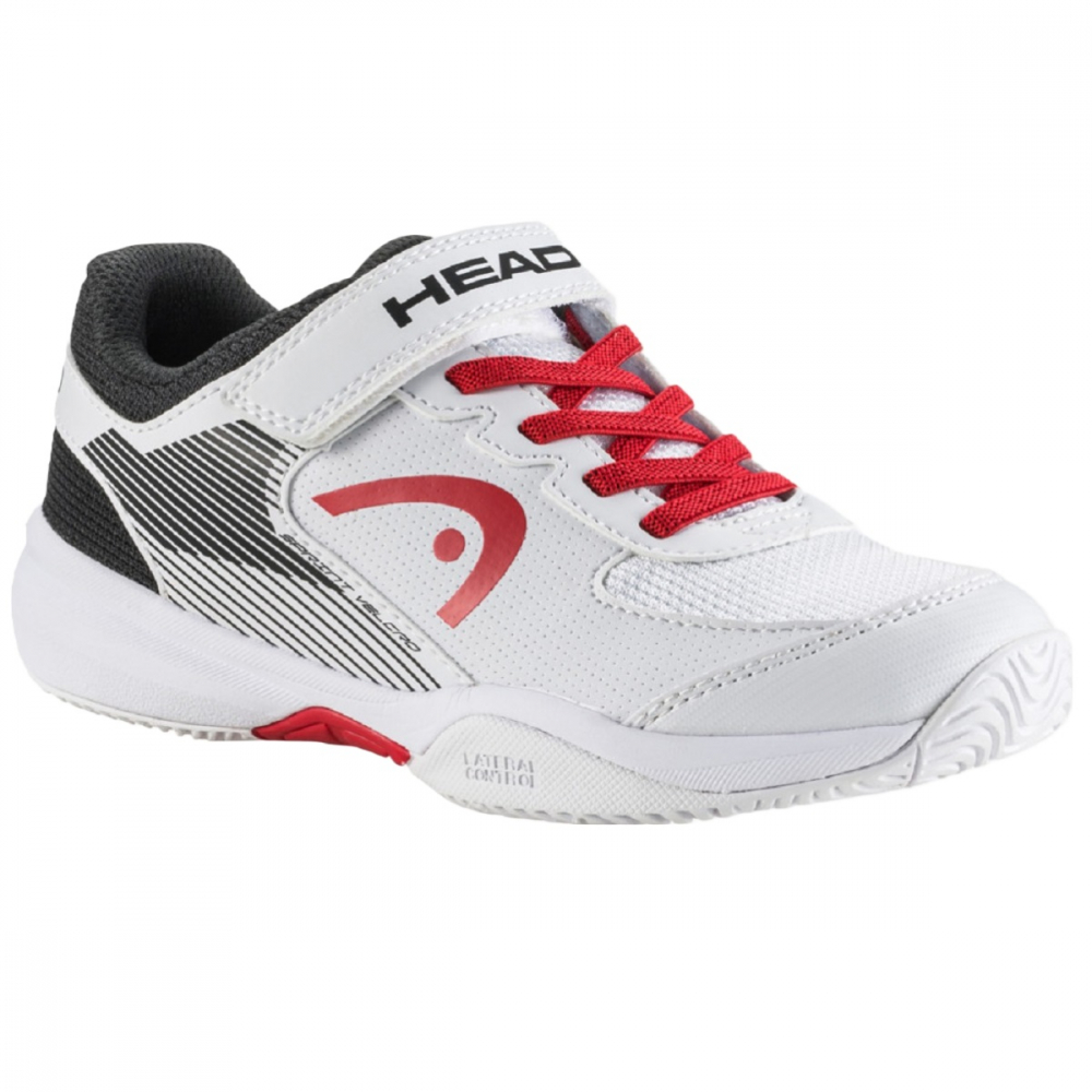 275222.PADEL Head Kid's Sprint 3.0 Velcro Padel Shoes (White/Red) - Right
