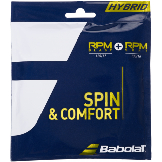281039-100 Babolat Black/Grey Hybrid RPM Blast 17g + RPM Soft 16g Tennis String (Set)