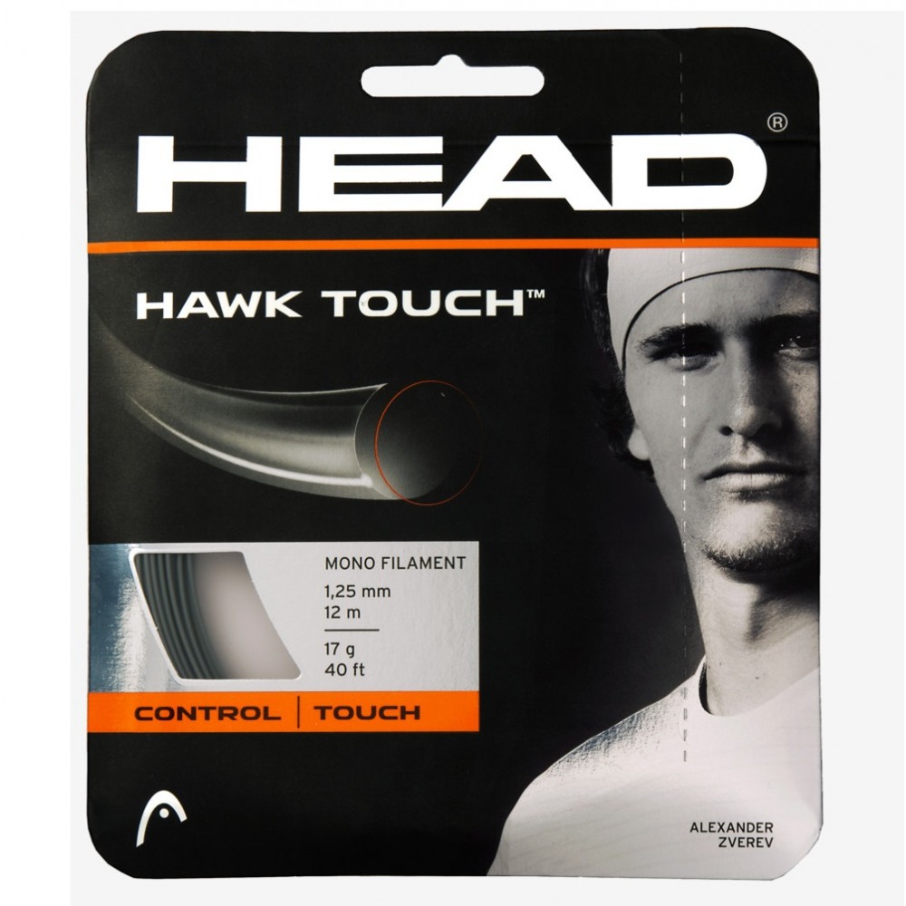 281204-16G-Black Head Hawk Touch 16g Tennis String, Black (Set)