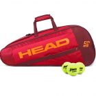 HEAD Core 6R Combi Tennis Racquet Bag (Red/Dark Red) -