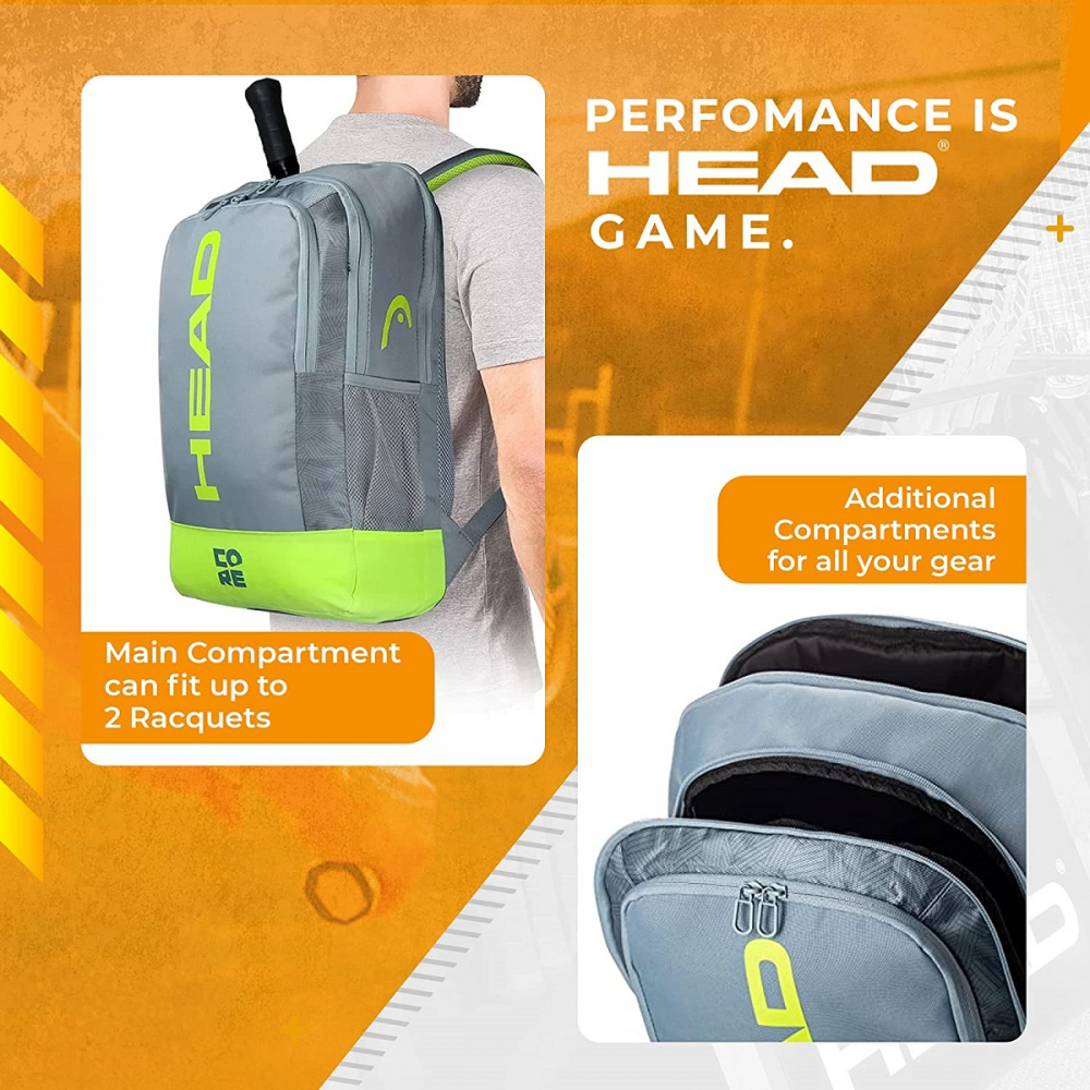 284261 - GRNY HEAD Core Tennis Backpack (Grey/Yellow) - Features