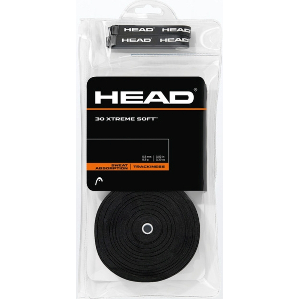 Head XtremeSoft Tennis Racquet Overgrip 30Pack (Black)
