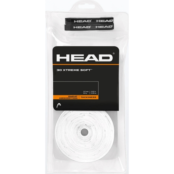 Head XtremeSoft Tennis Racquet Overgrip 30Pack (White)