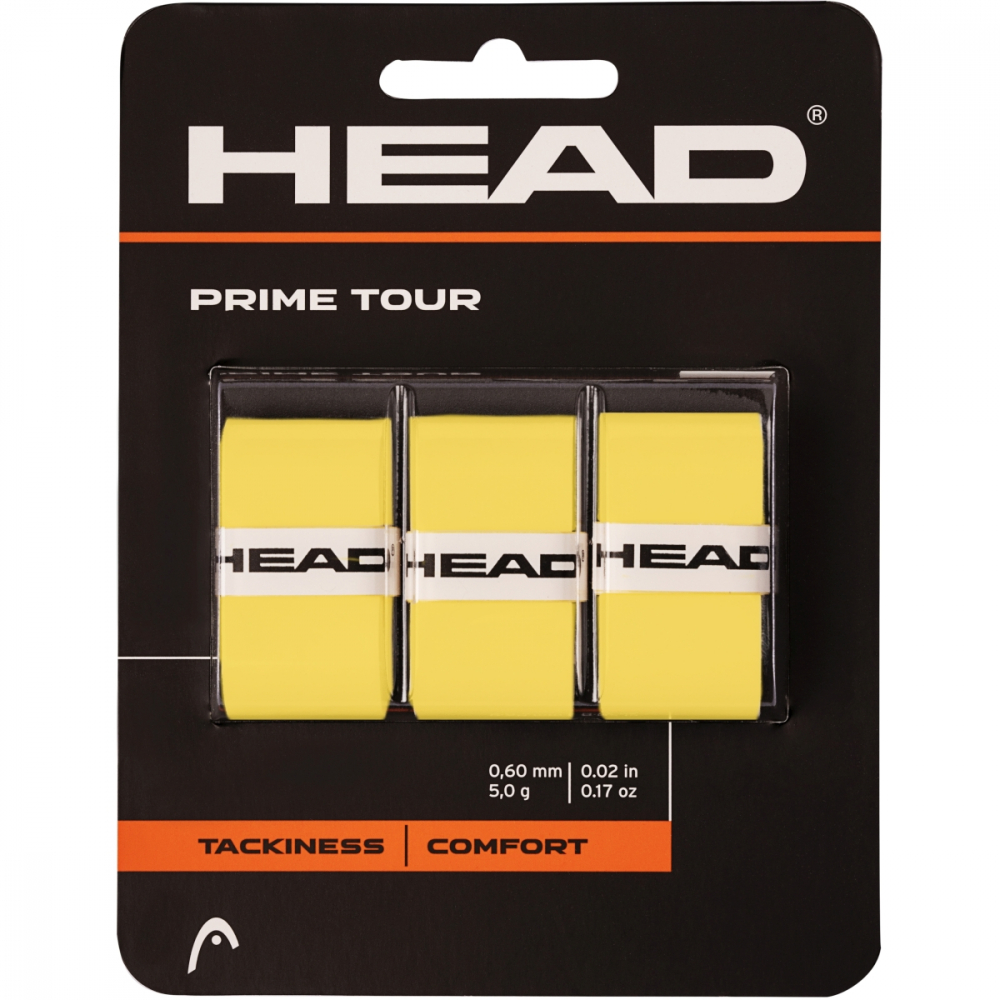 285621-YW Head Prime Tour Tennis Racquet Overgrip 3 pack (Yellow)
