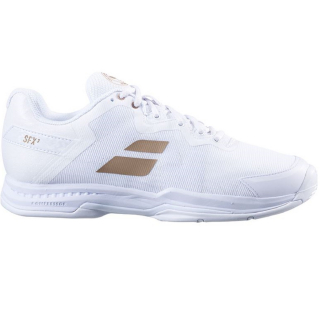 30S22550-1070 Babolat Men's SFX3 All Court Wimbledon Tennis Shoes (White/Gold) - Right