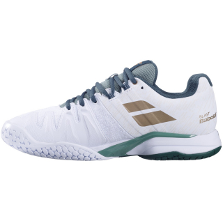 30S22867-1071 Babolat Men's Propulse Blast All Court Wimbledon Tennis Shoes (White Dark Green) - Left
