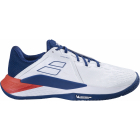 Babolat Men’s Propulse Fury 3 All Court Tennis Shoes (White/Estate Blue/Red) -